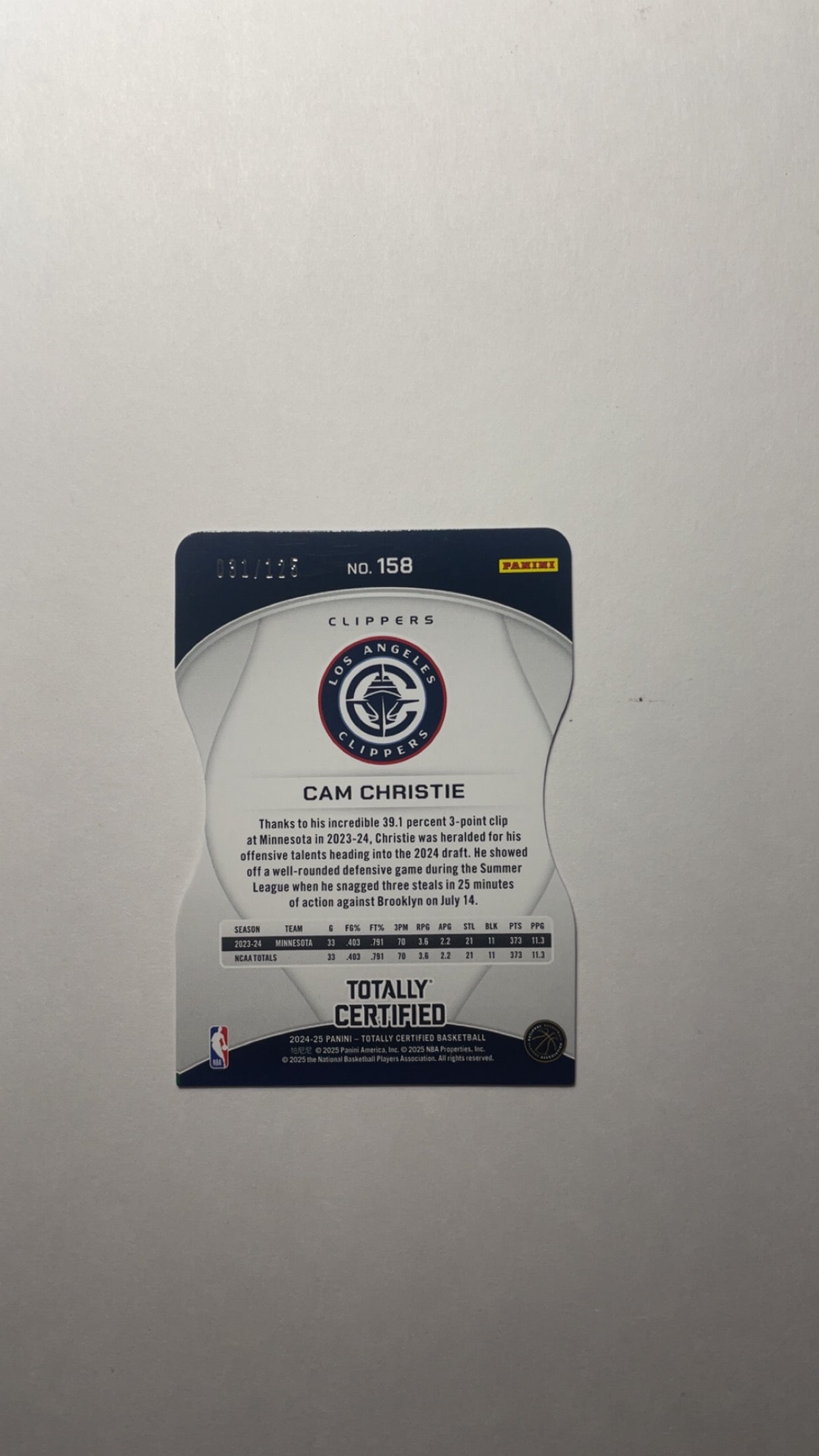 Cam Christie Pink 2024-25 Panini Refractor