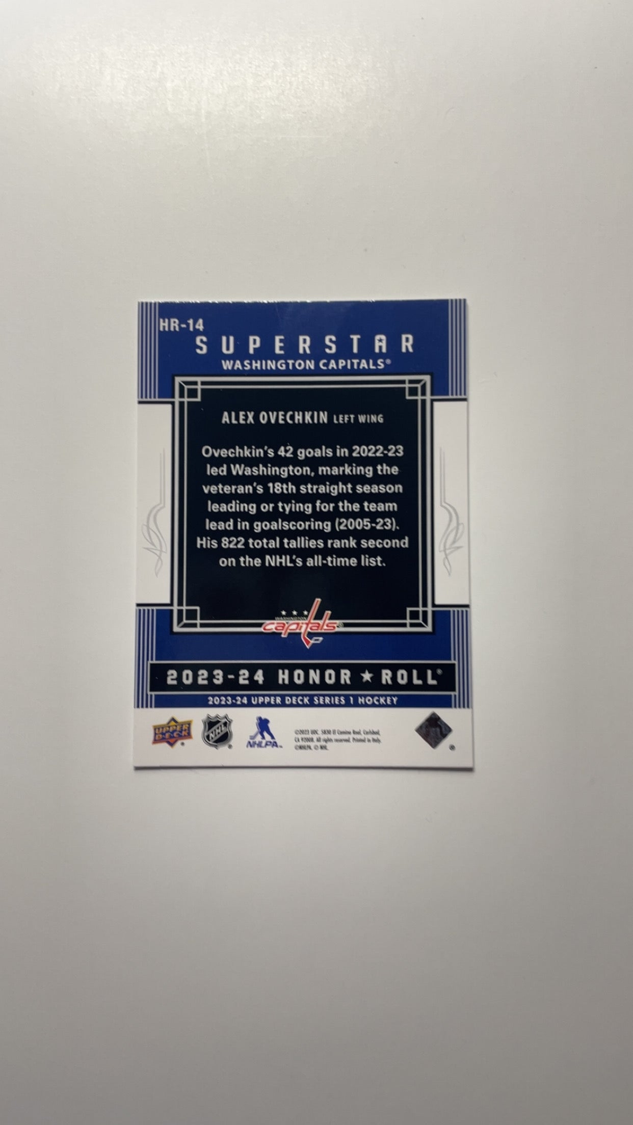 2023 Upper Deck Honor Roll Alex Ovechkin