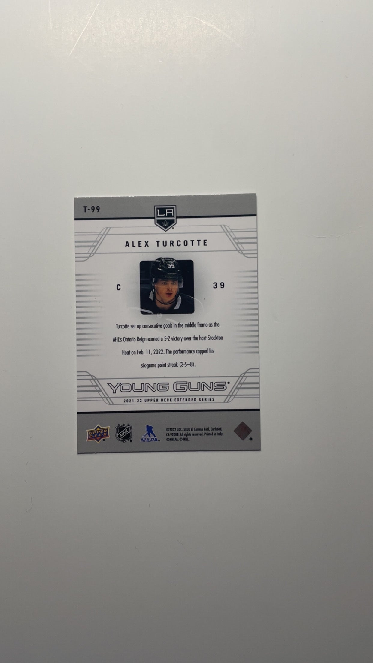 Young guns Alex Turcotte T-99 2021-22