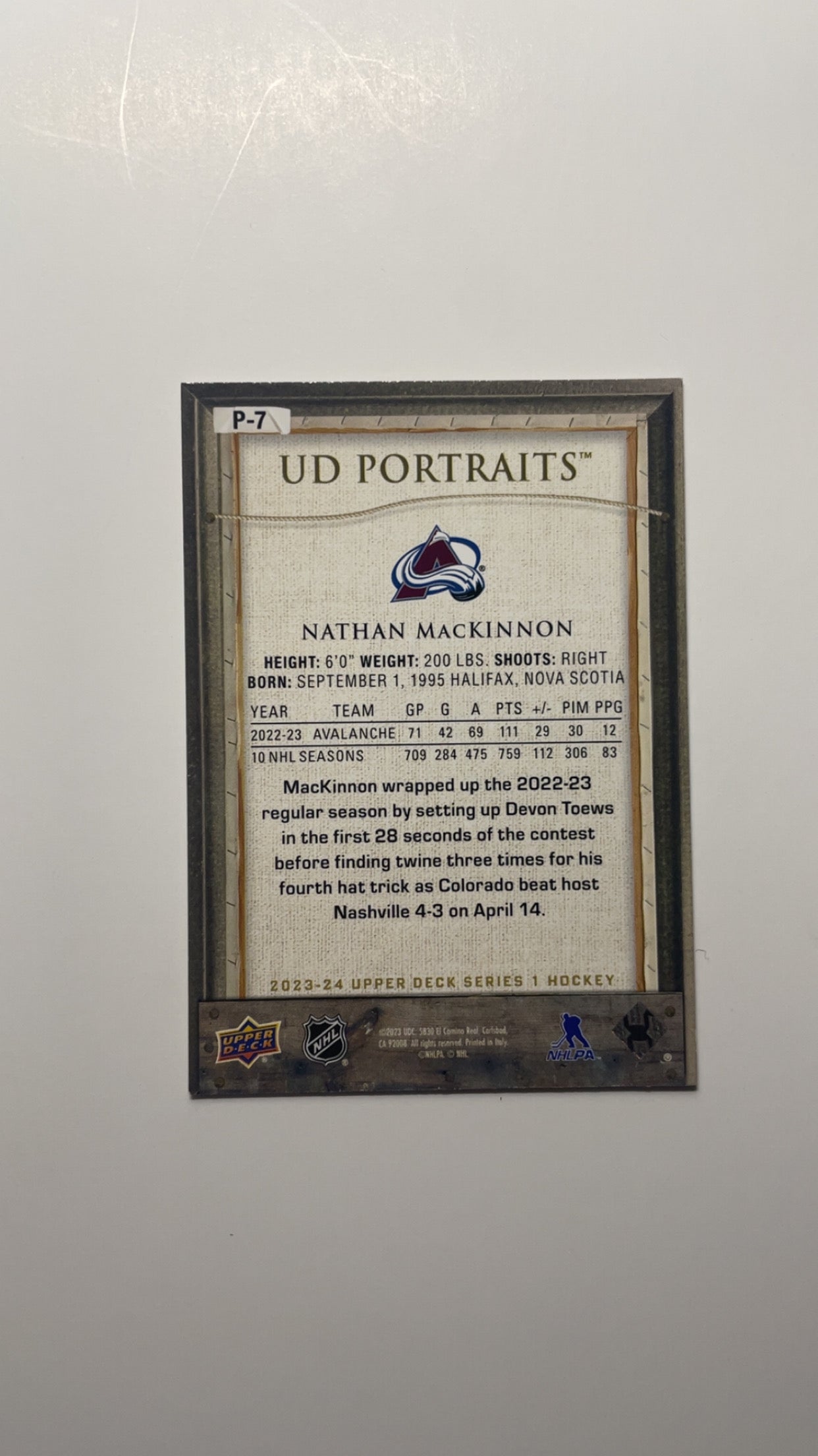 UD Portraits Nathan MacKinnon P-7 2023-24