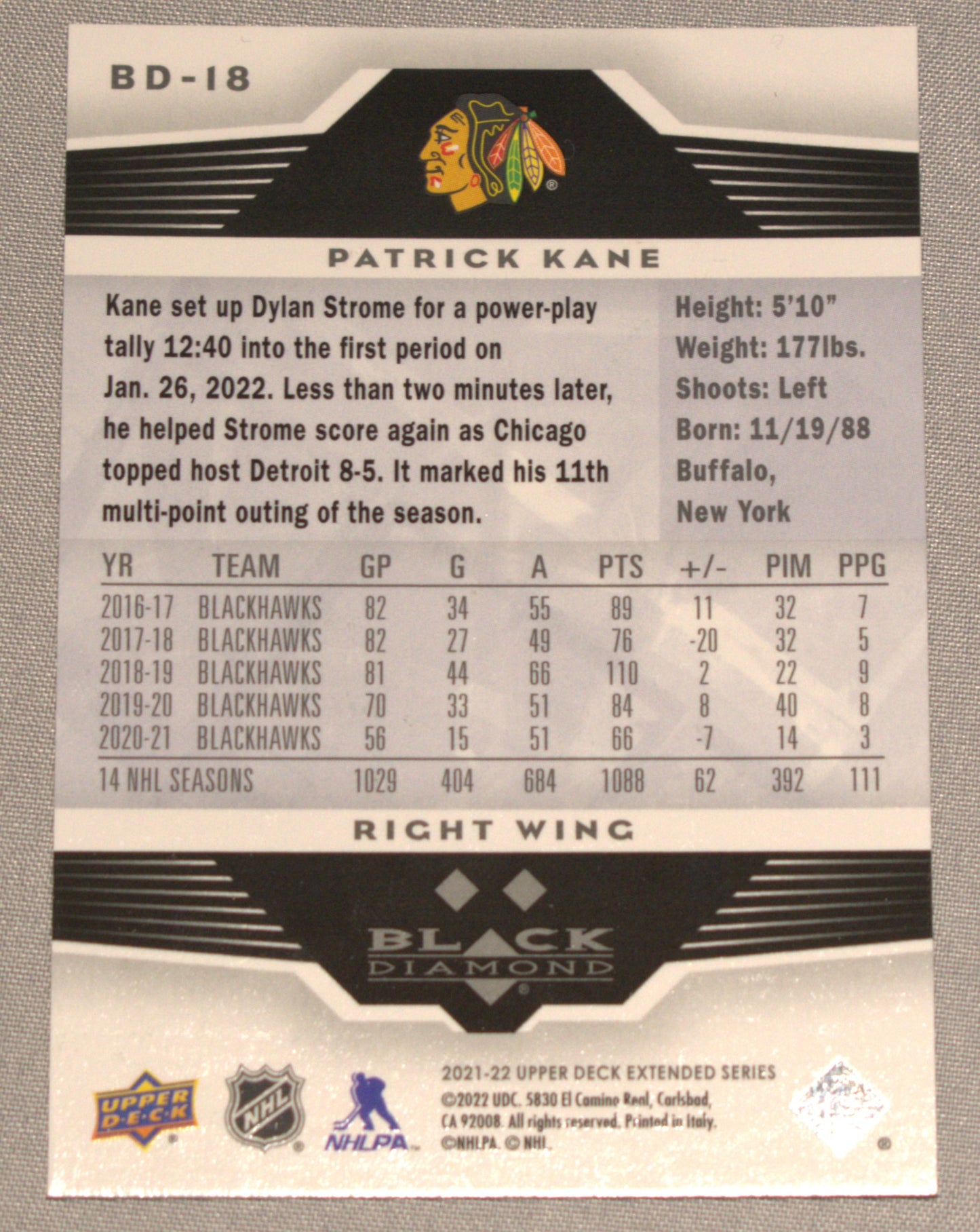 Patrick Kane Black Diamond BD-18