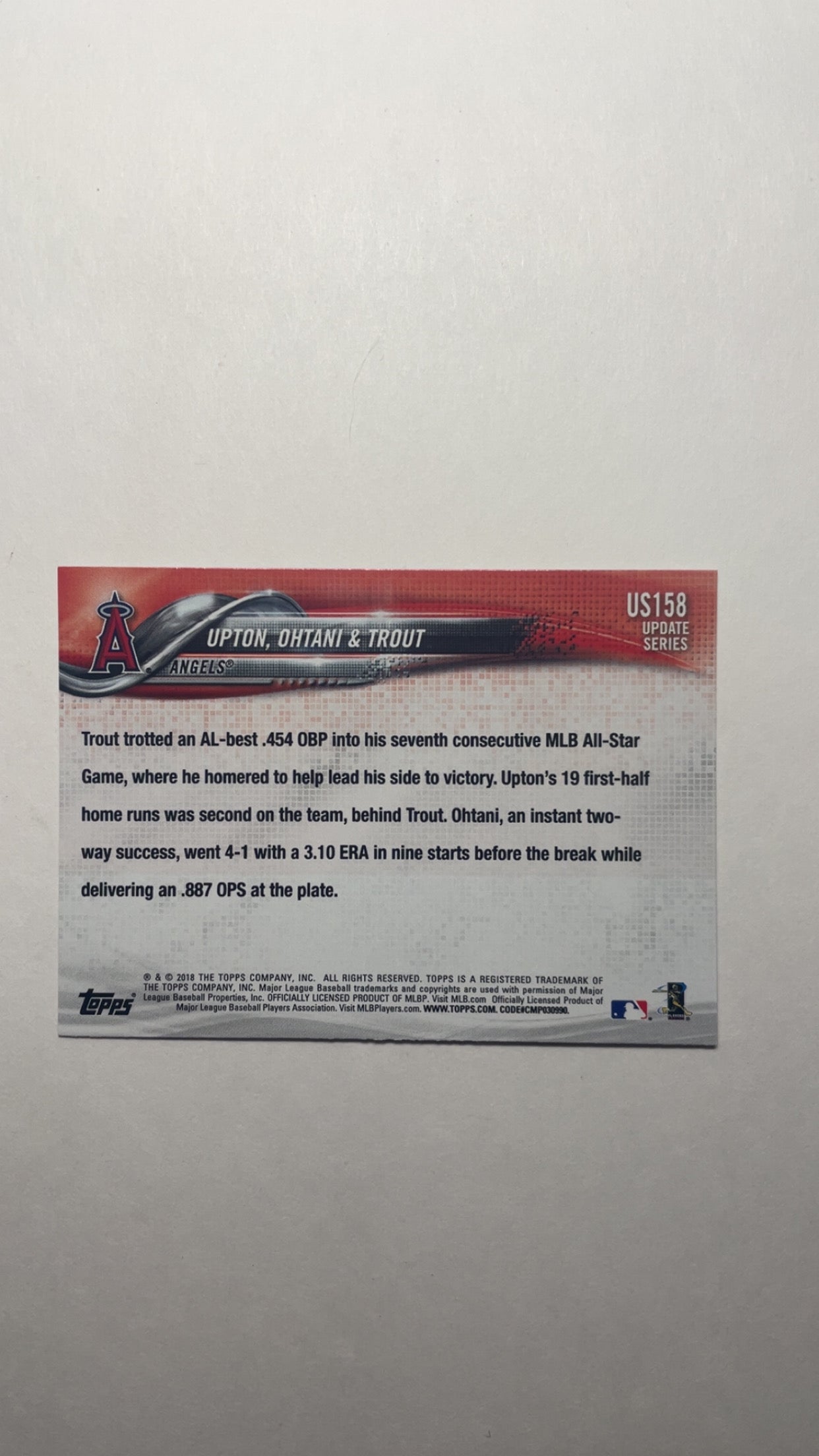 Next Stop, Stardom Topps Upton, Ohtani & Trout US158