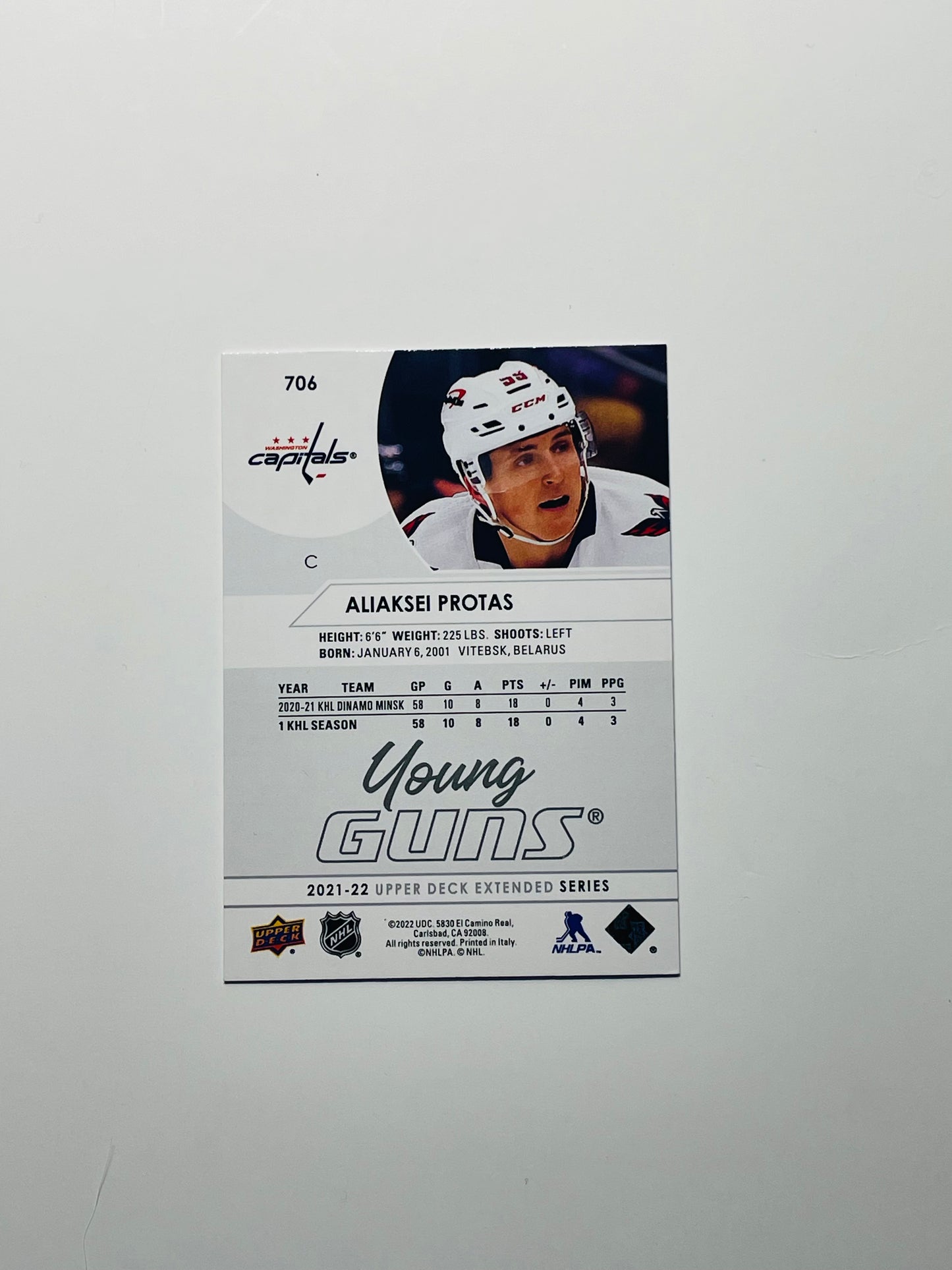 2021-22 No. 706 Aliaksei Protas Young Guns