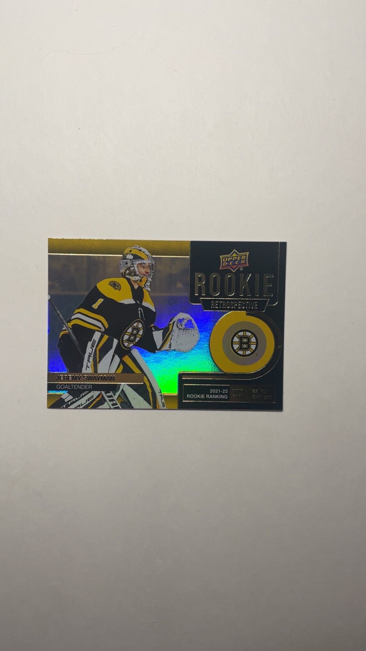Rookie Retrospective 2022-23 Upper Deck Jeremy Swayman RR-10