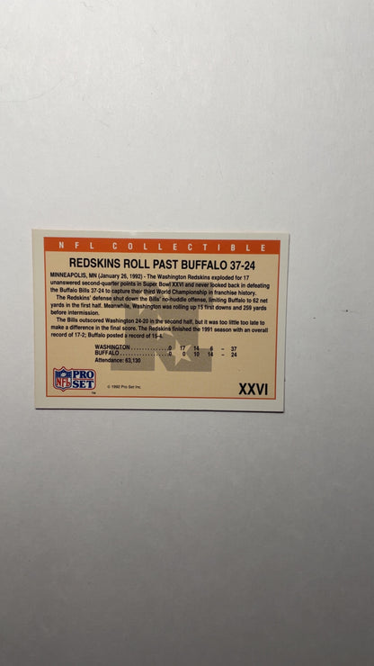 1989 Pro Set Super Bowl Logos #XXVI Super Bowl XXVI NFL Football Redskins Vs Bills.