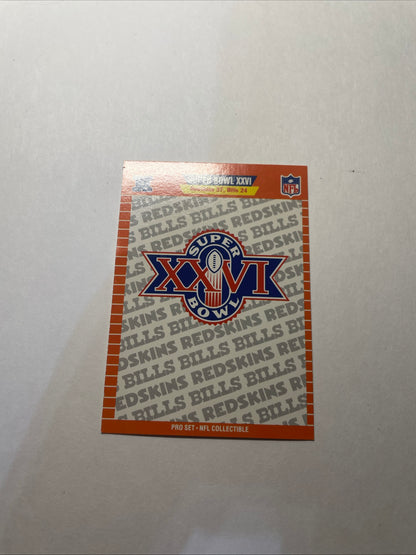 1989 Pro Set Super Bowl Logos #XXVI Super Bowl XXVI NFL Football Redskins Vs Bills.