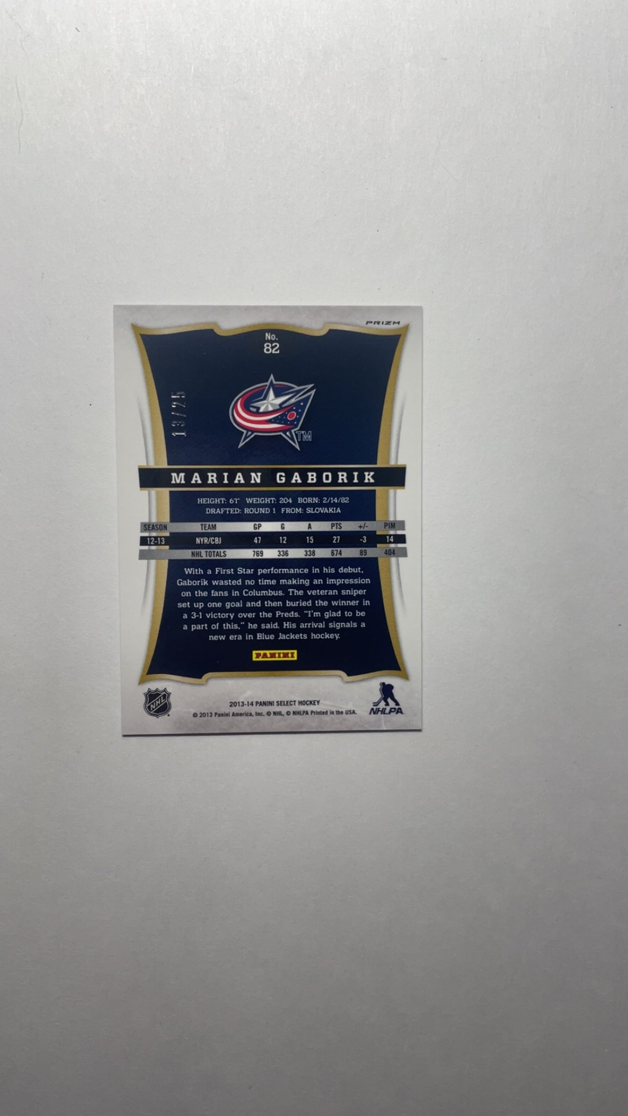 2013-14 Select Green Border No. 82 Marian Gaborik Panini Prizm