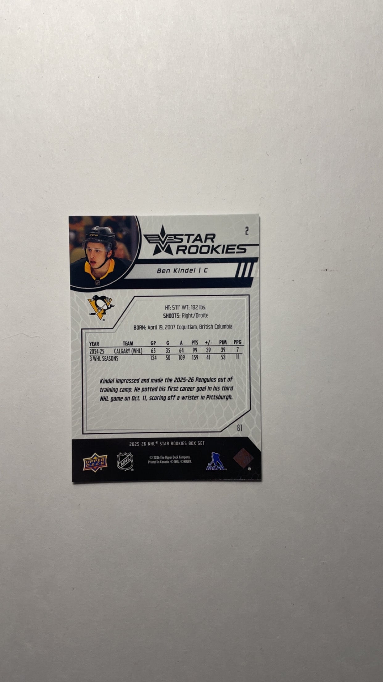 Star Rookies Ben Kindell No. 2